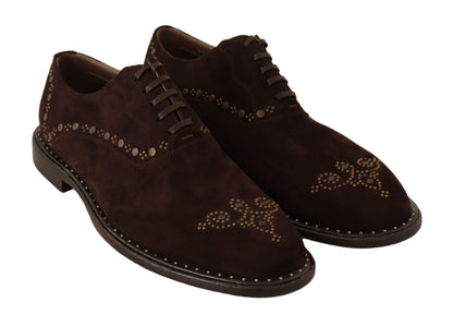 Elegante bruine suède Derby schoenen met studs