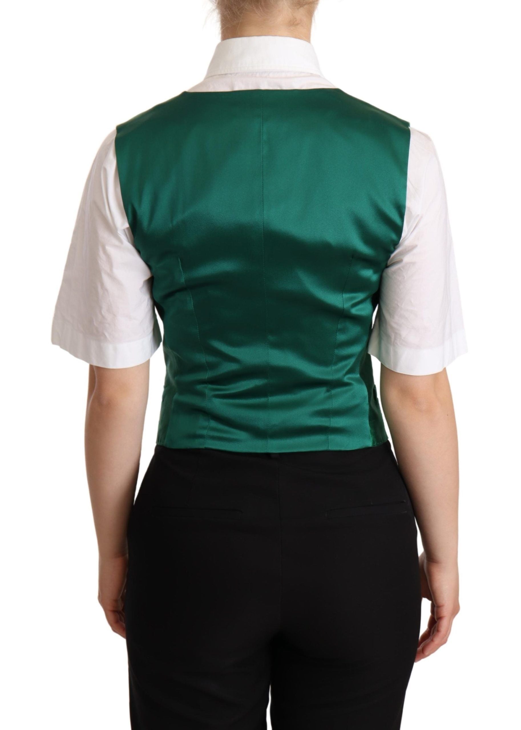 Elegante groene zijden blend gilet