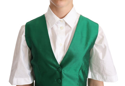 Elegante groene zijden blend gilet