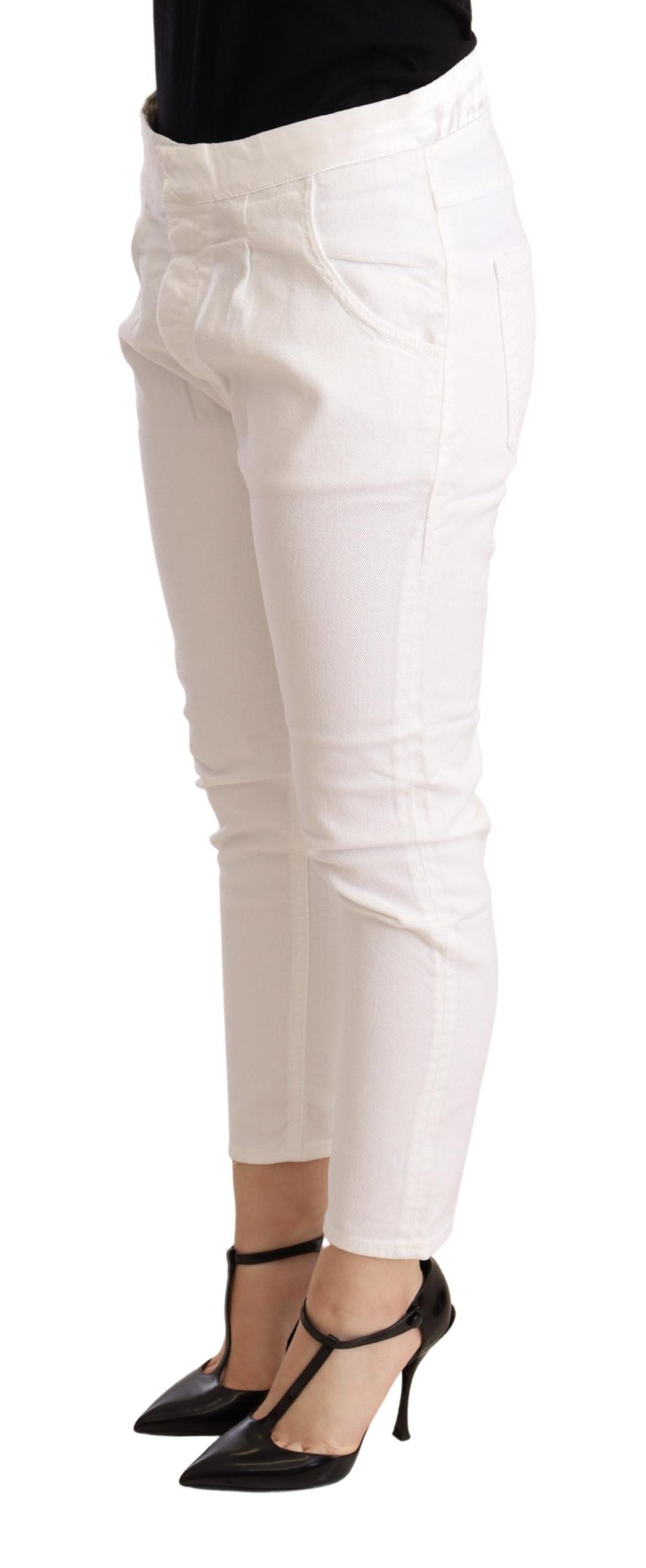 Elegante Slim Fit Witte Skinny Broek