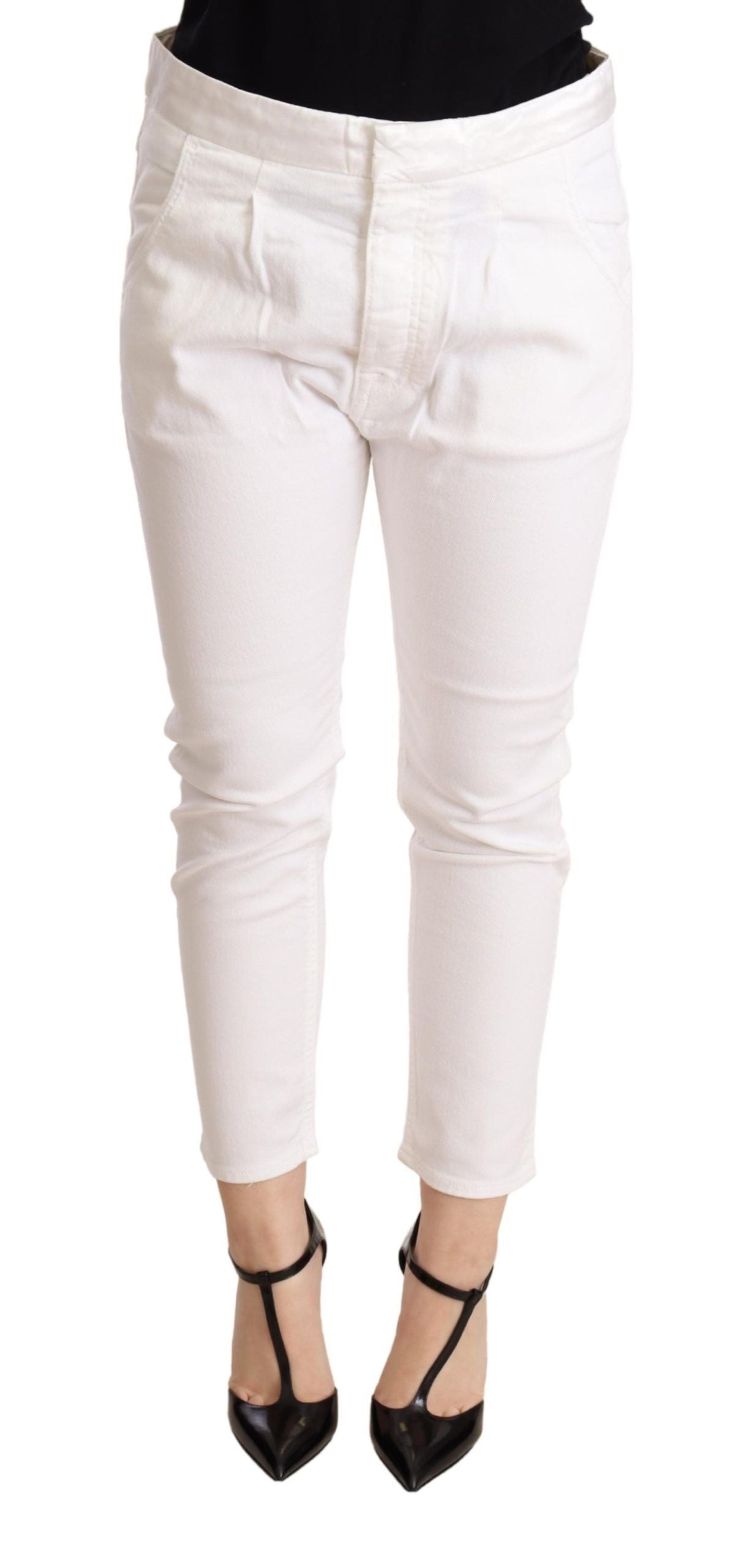 Elegante Slim Fit Witte Skinny Broek