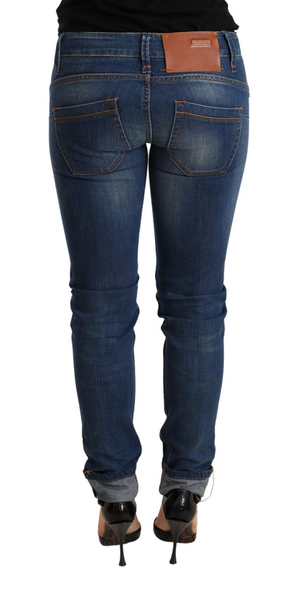 Chique blauwe gewassen push-up skinny jeans