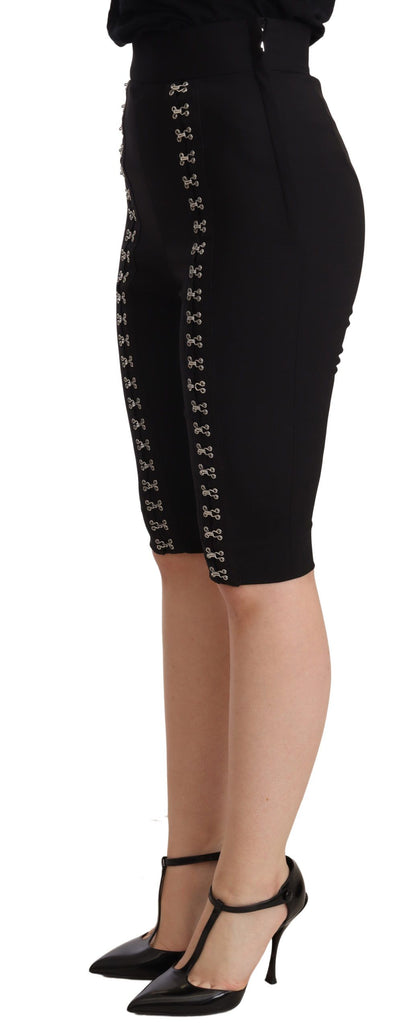 Elegante zwarte wollen shorts met hoge taille