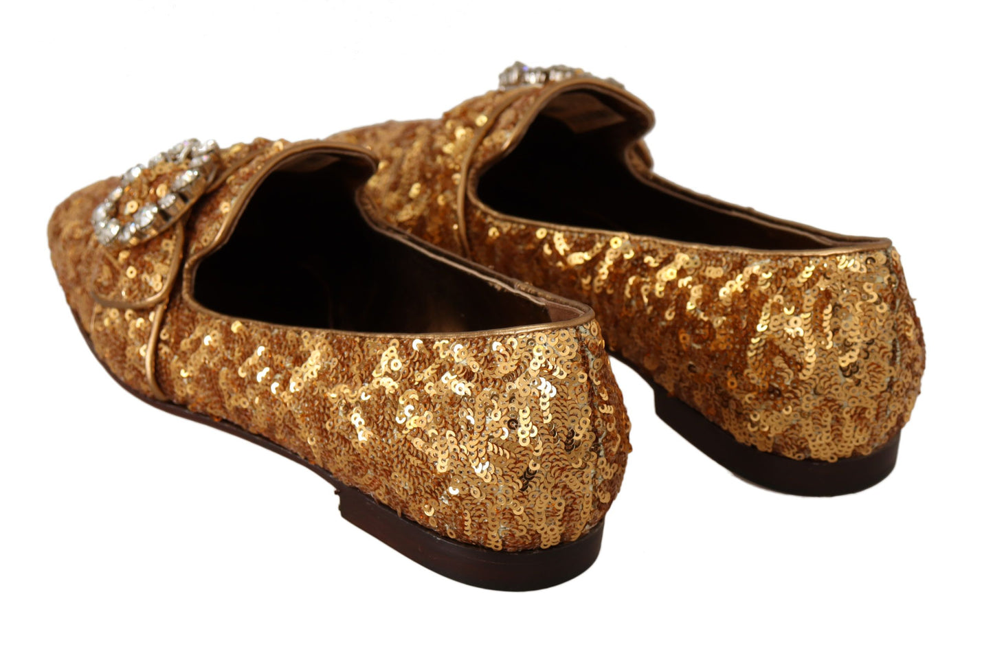 Elegant Gold Sequin Crystal Flats