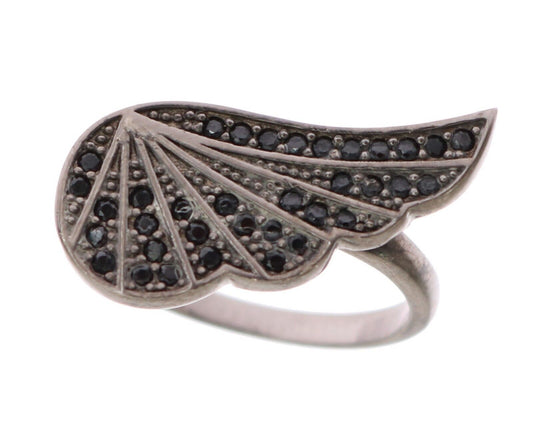 Zwarte Rhodium Zilveren Kristallen Ring