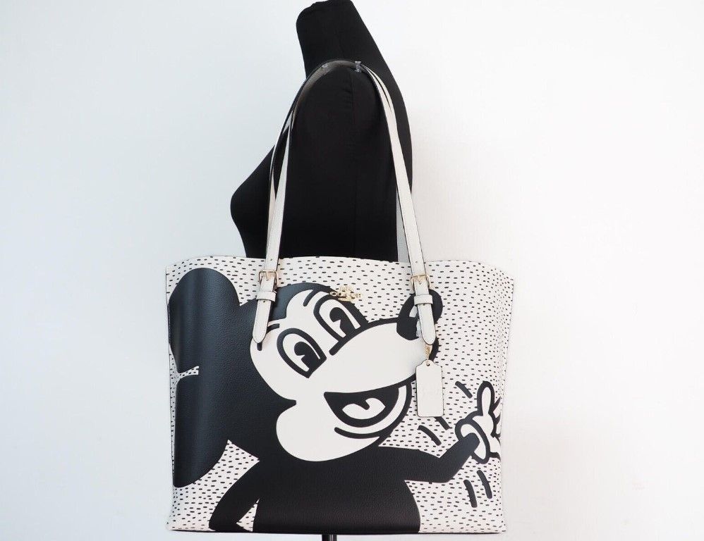 (C6978) Mickey Mouse X Keith Haring Mollie Grote leren schoudertas