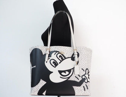 (C6978) Mickey Mouse X Keith Haring Mollie Grote leren schoudertas