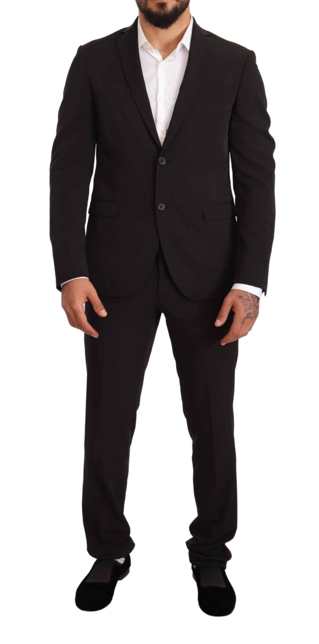 Elegant zwart slim fit tweedelig pak