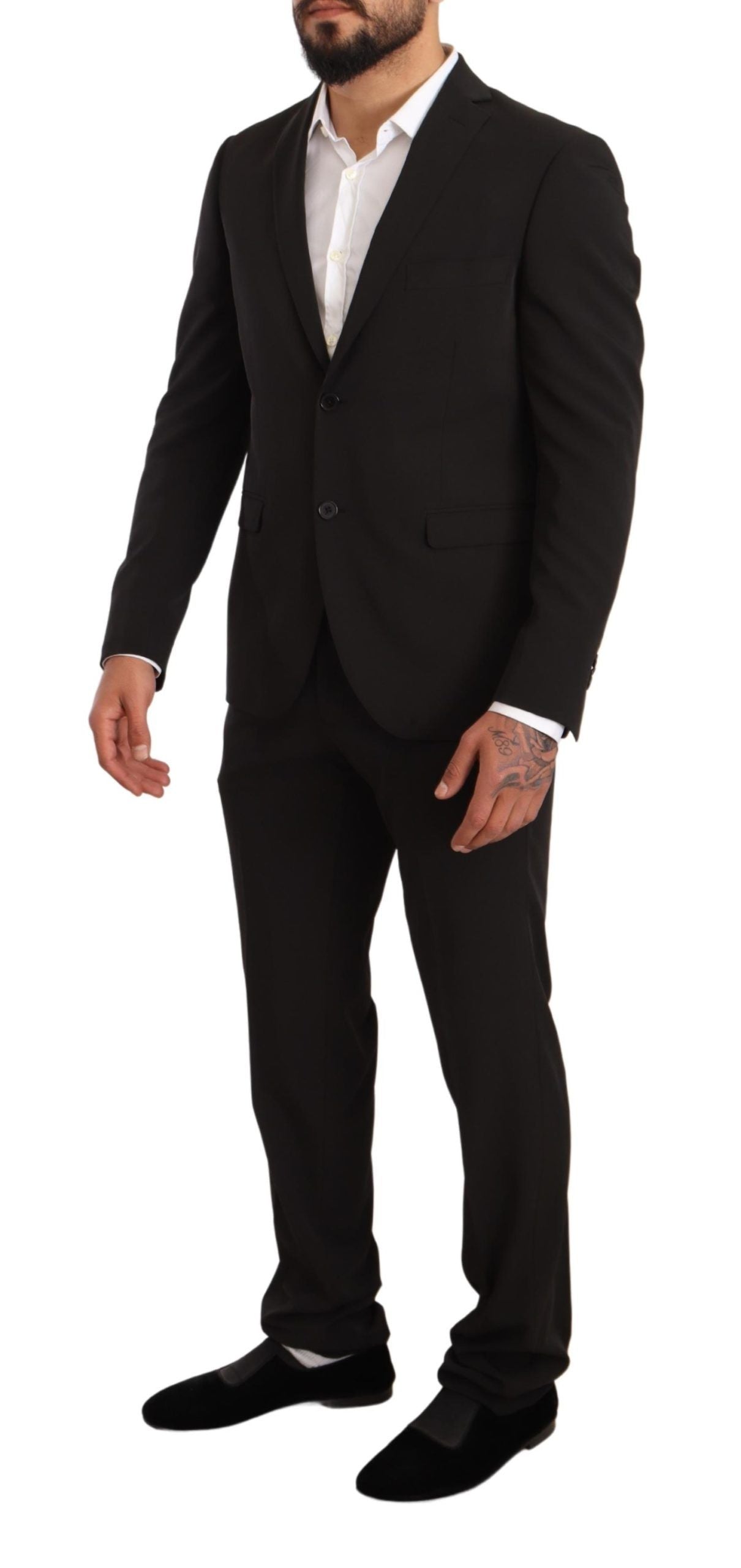 Elegant zwart slim fit tweedelig pak