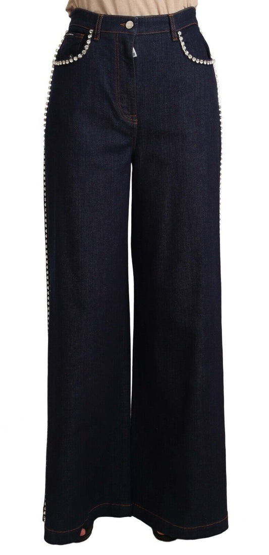 Elegante donkerblauwe flare denim jeans