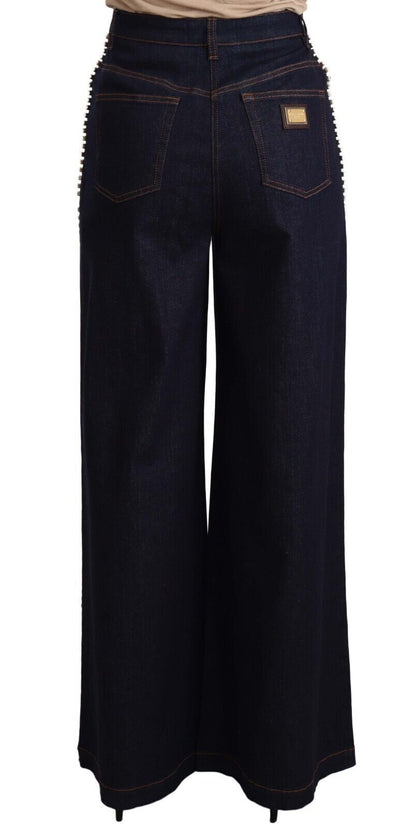 Elegante donkerblauwe flare denim jeans