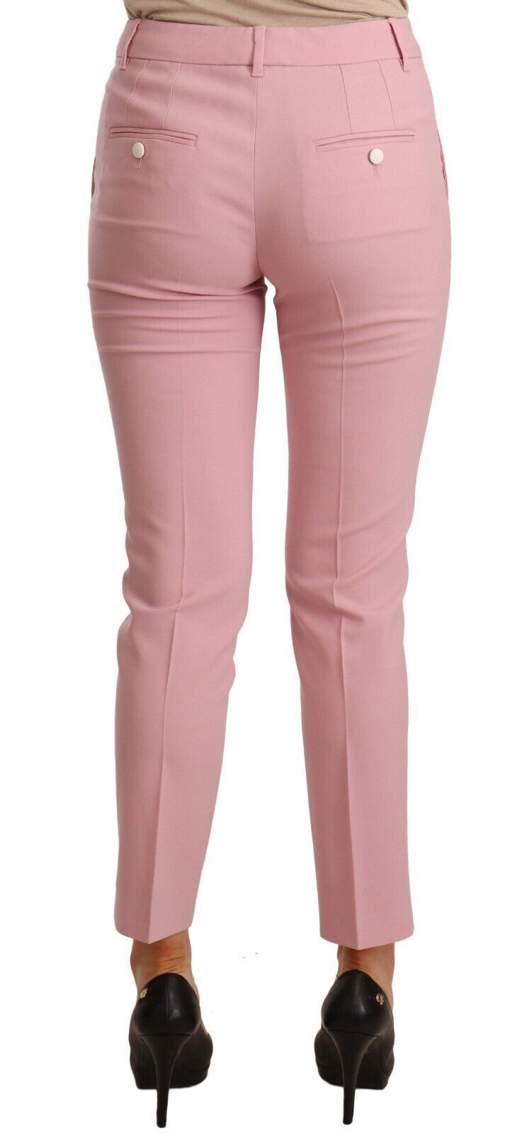 Elegante roze cropped broek van maagdelijke wol