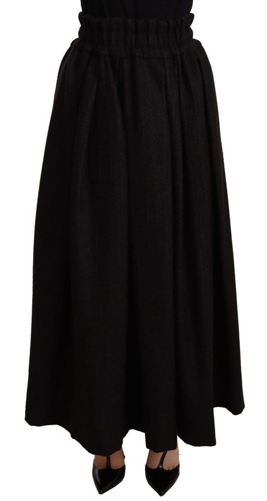 Elegante hoge taille maxi A-lijn wollen rok