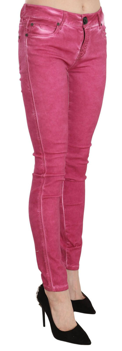 Chique roze skinny broek met middelhoge taille