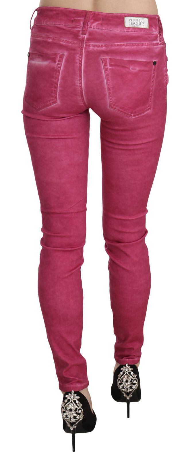 Chique roze skinny broek met middelhoge taille