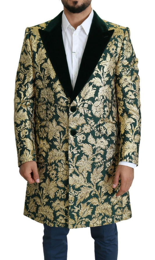 Elegante goudgroene jacquard Sicilia-jas