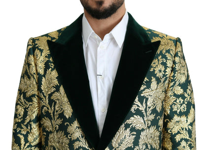 Elegante goudgroene jacquard Sicilia-jas