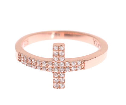 Elegante zilveren ring met roze kristal