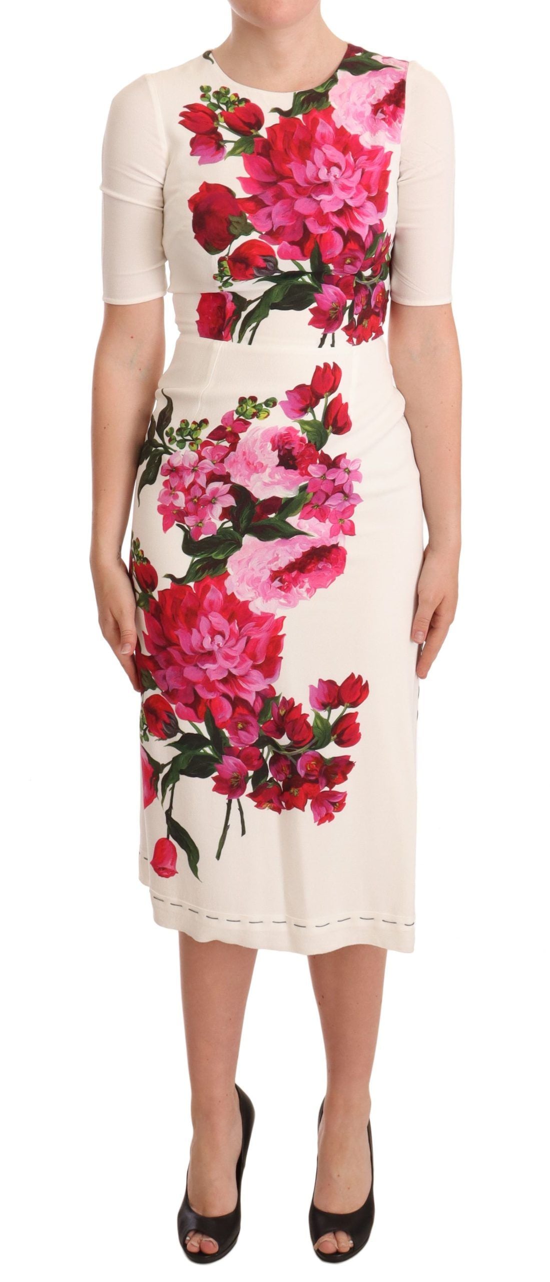 Elegante bloemen midi bodycon jurk