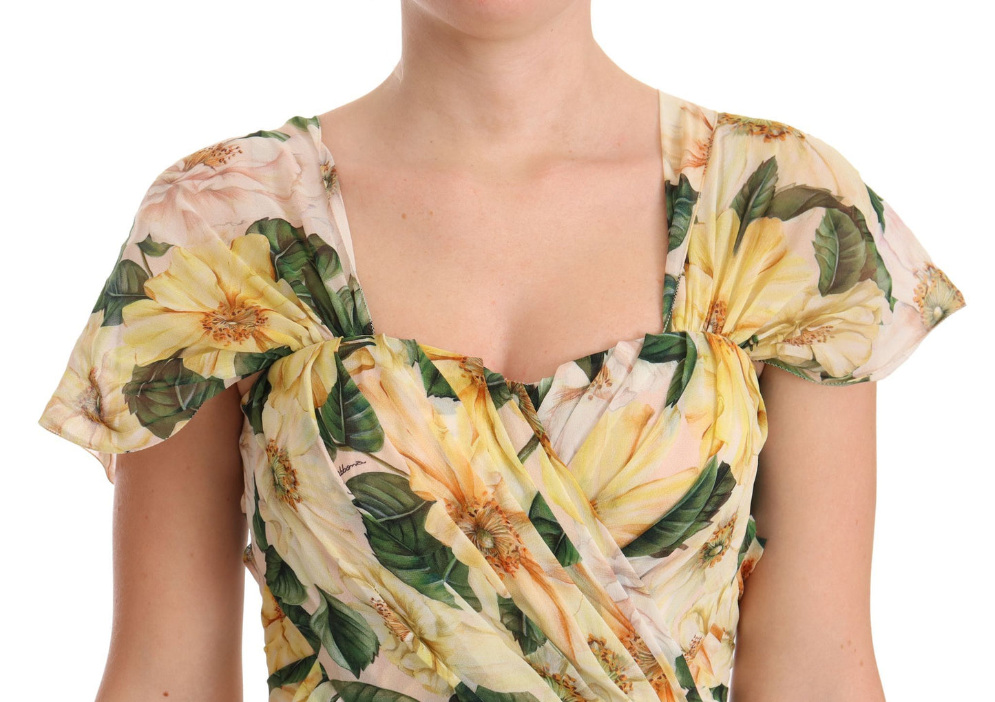 Floral Elegance zijden geplooide maxi-jurk