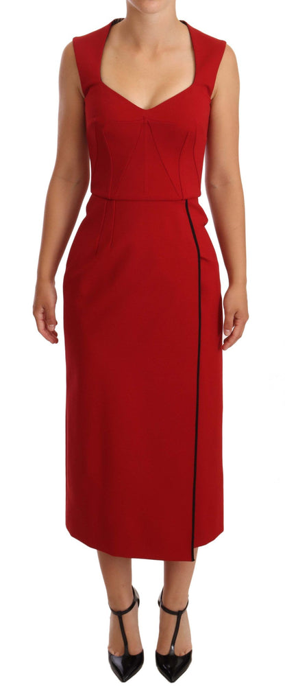 Elegante Sweetheart Midi-jurk in rood