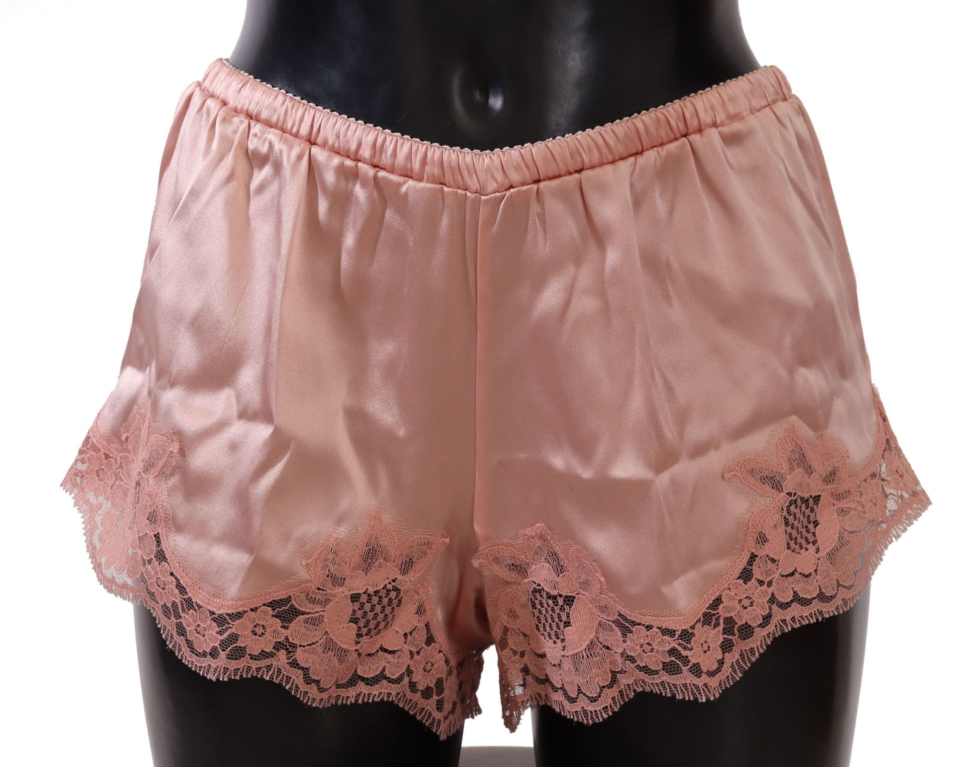 Elegante poederroze zijden kanten lingerie shorts