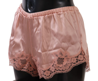 Elegante poederroze zijden kanten lingerie shorts