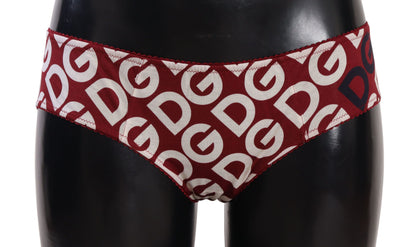 Chic Maroon White Logo Zwembroekje