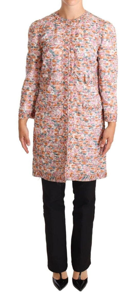 Elegante zijden trenchcoat met bloemenmotief