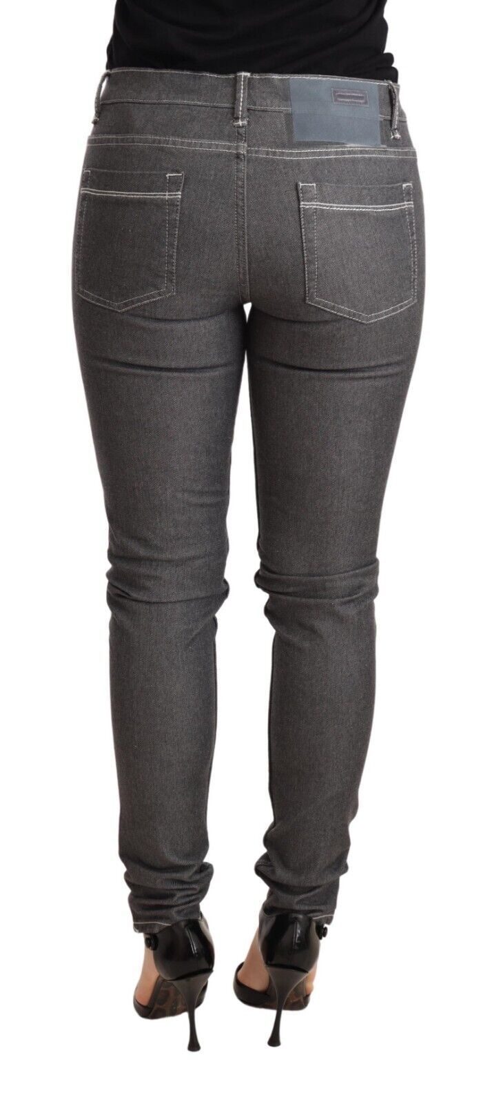 Elegante grijze skinny jeans met middelhoge taille