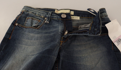 Chique blauwe gewassen skinny denim