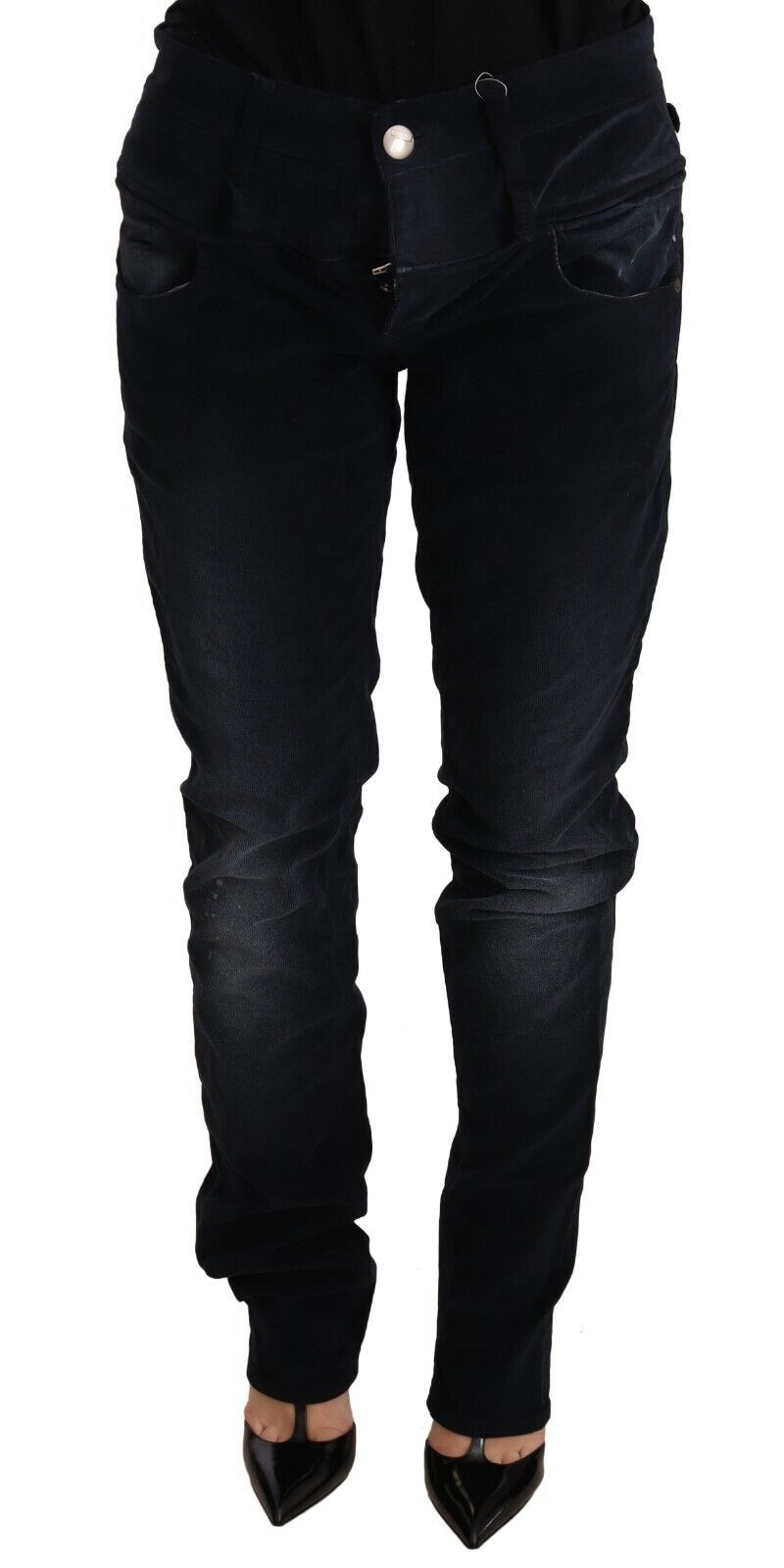 Elegante donkerblauwe slim-fit denim