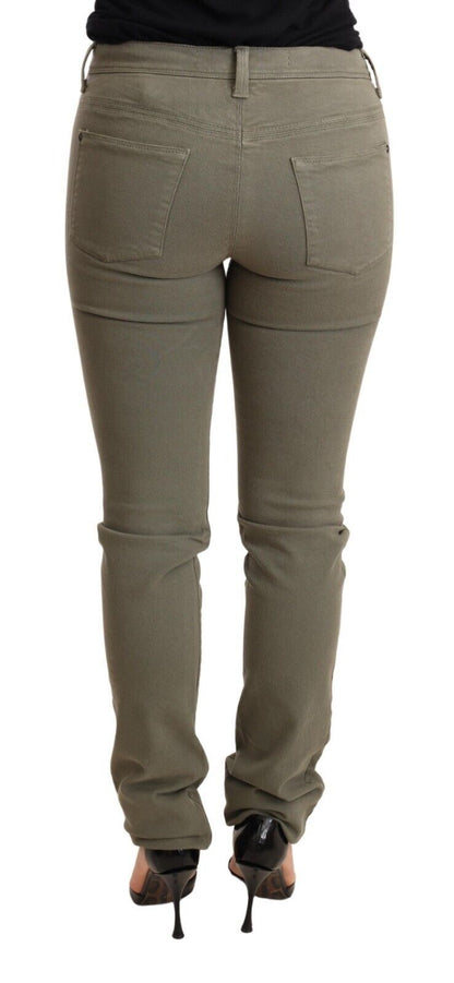 Chique groene skinny jeans met lage taille