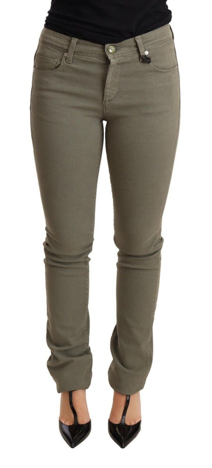 Chique groene skinny jeans met lage taille