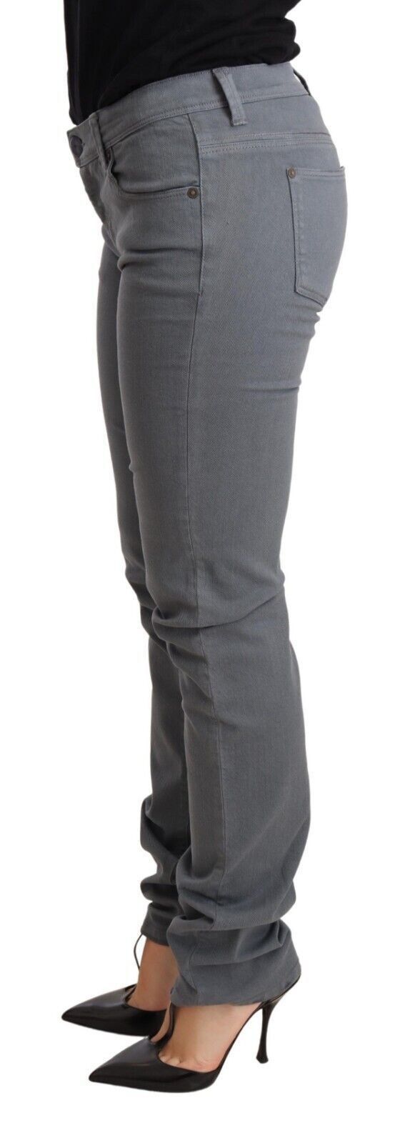 Strakke grijze skinny jeans met lage taille