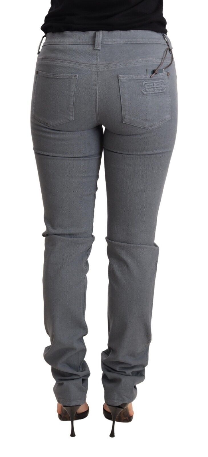 Strakke grijze skinny jeans met lage taille