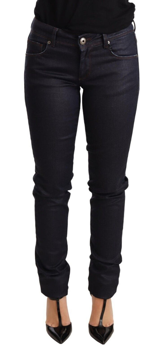 Chique donkerblauwe skinny jeans met lage taille