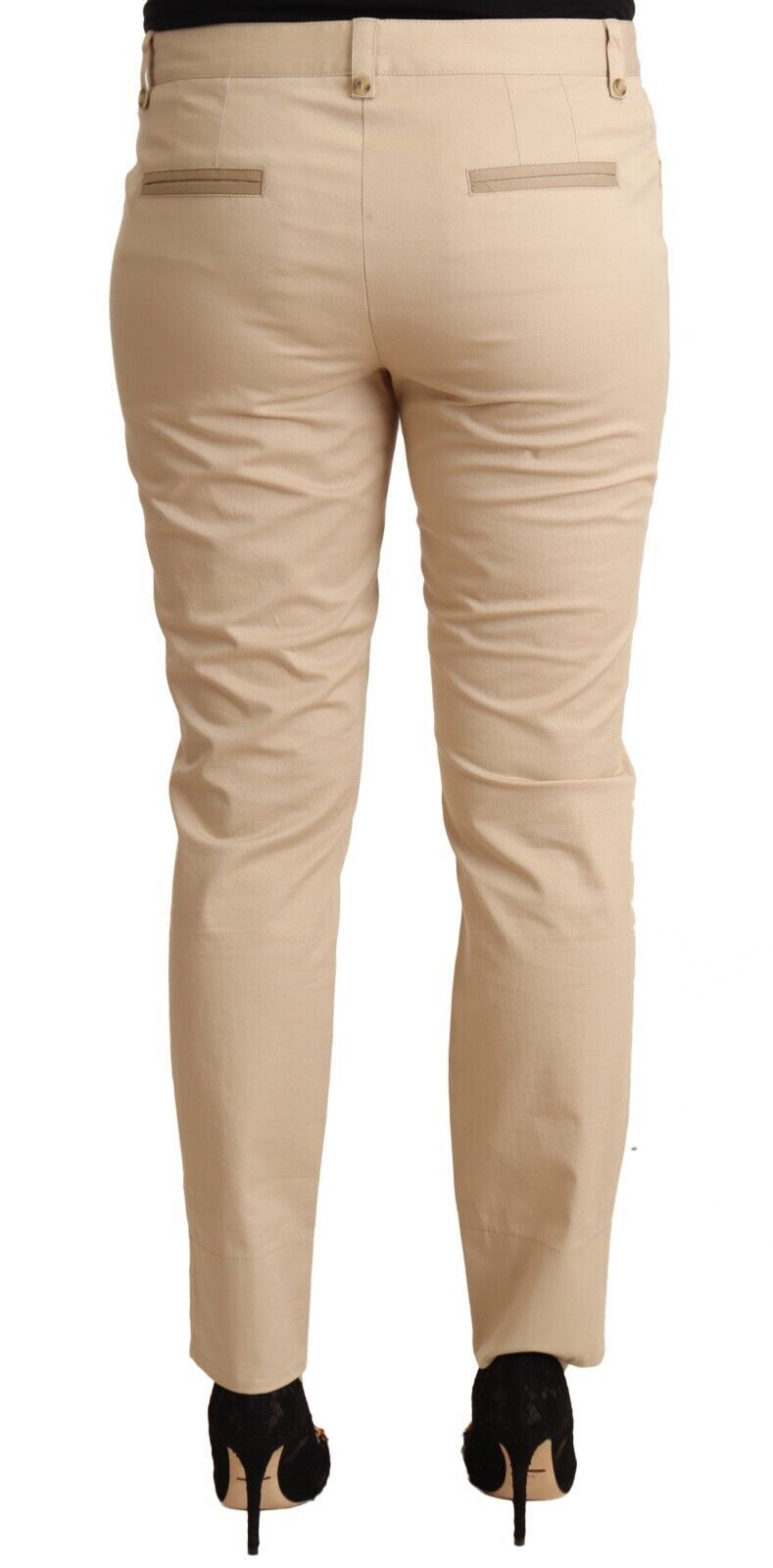 Elegante beige katoenen stretch skinny broek