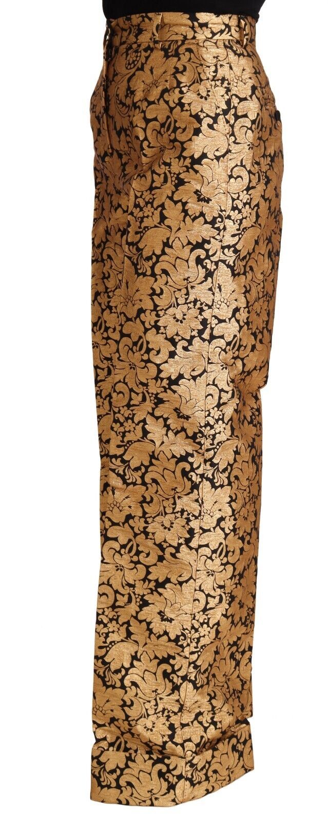 Elegante bloemenjacquard hoge taille broek