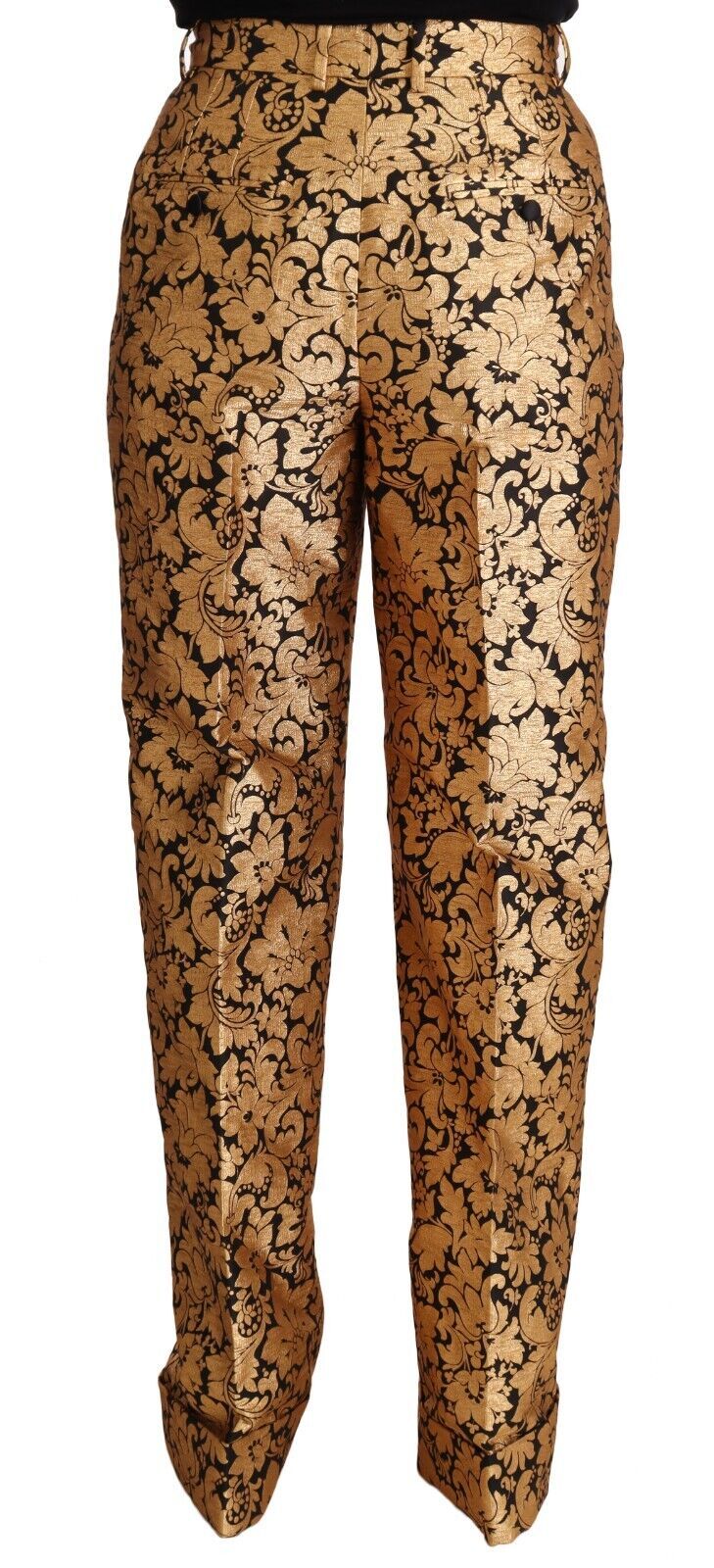 Elegante bloemenjacquard hoge taille broek