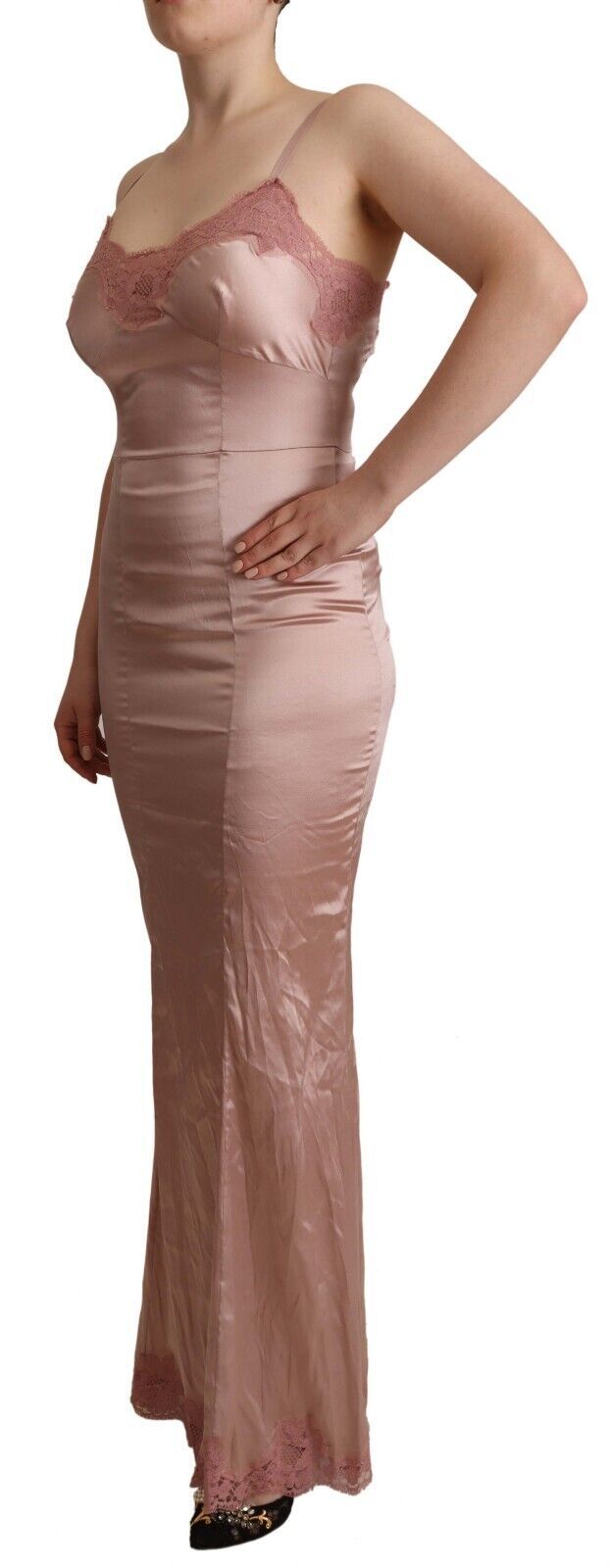 Elegante roze kanten maxi bodyconjurk