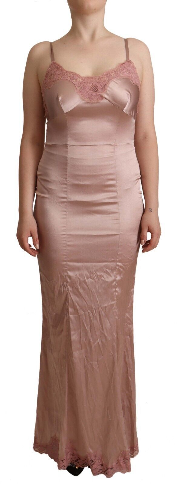 Elegante roze kanten maxi bodyconjurk