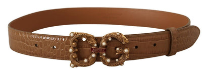 Elegante Croco leren Amore riem met parels