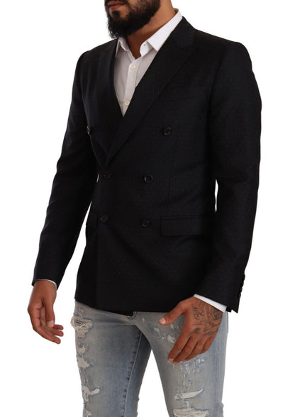 Elegante zwarte gestippelde formele blazer