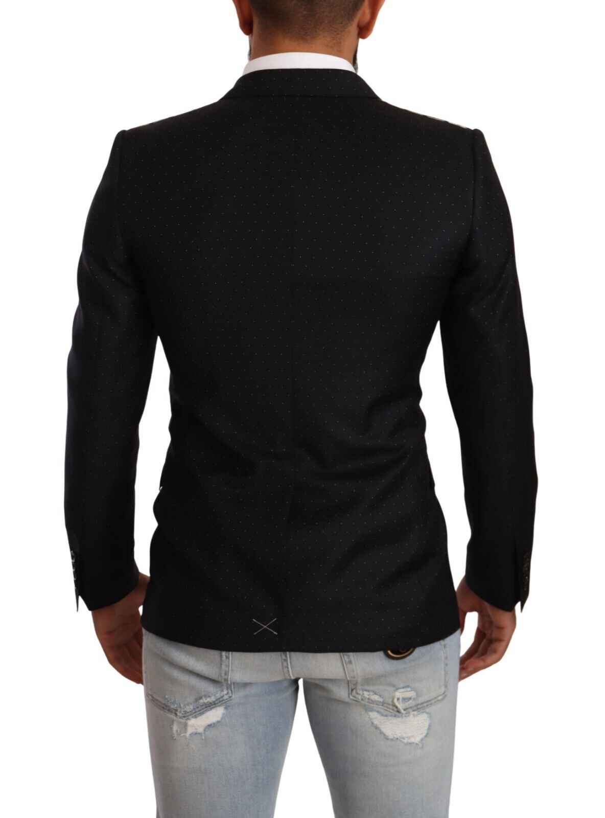 Elegante zwarte gestippelde formele blazer