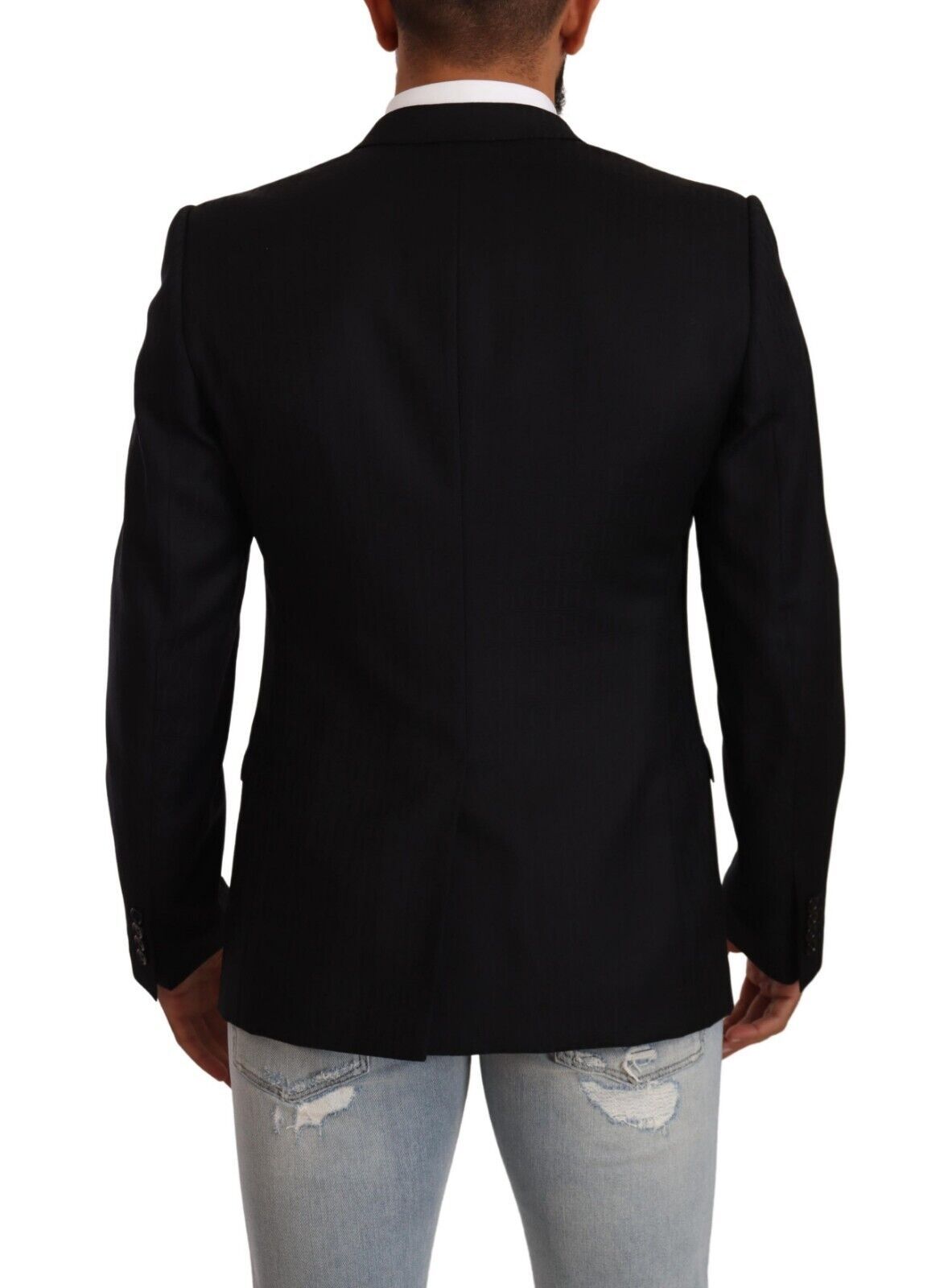 Exclusieve zwarte maagdelijke wollen blazer