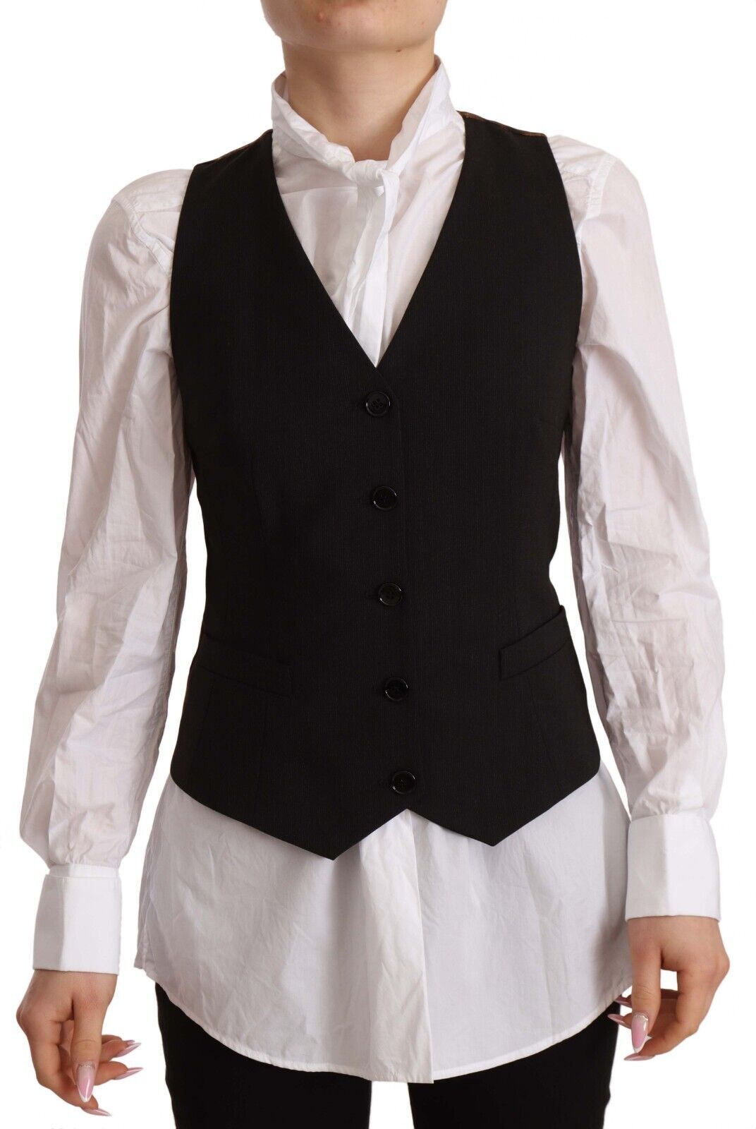 Elegante zwarte geknoopte vesttop