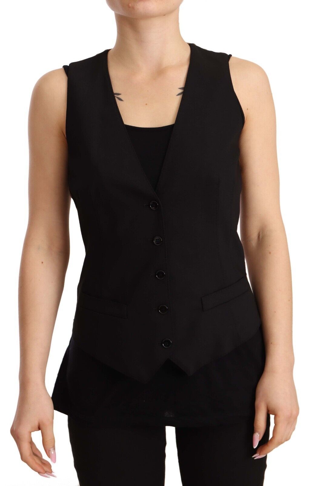 Elegante zwarte wolmix gilet