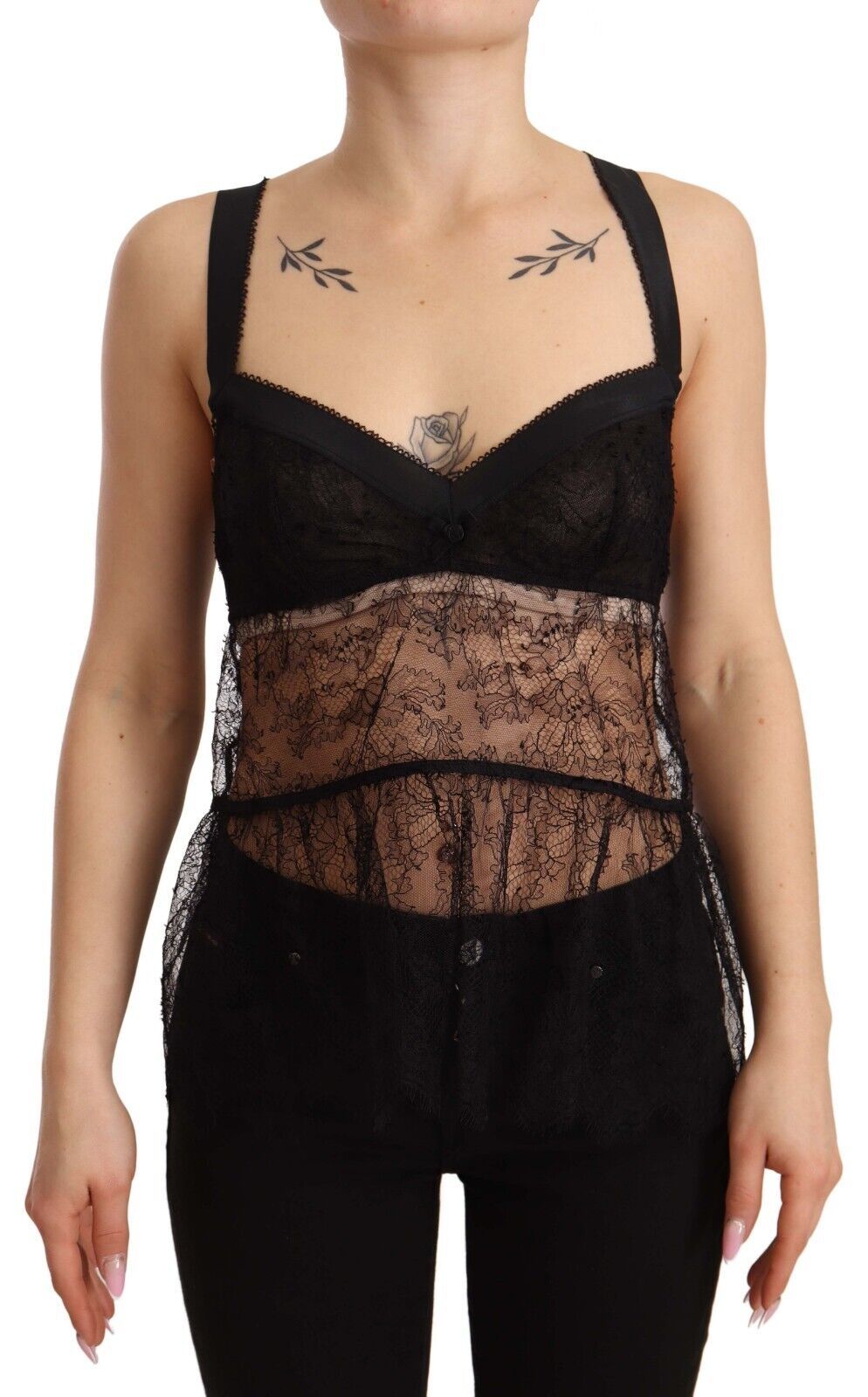 Elegante zwarte zijden lingerie chemise