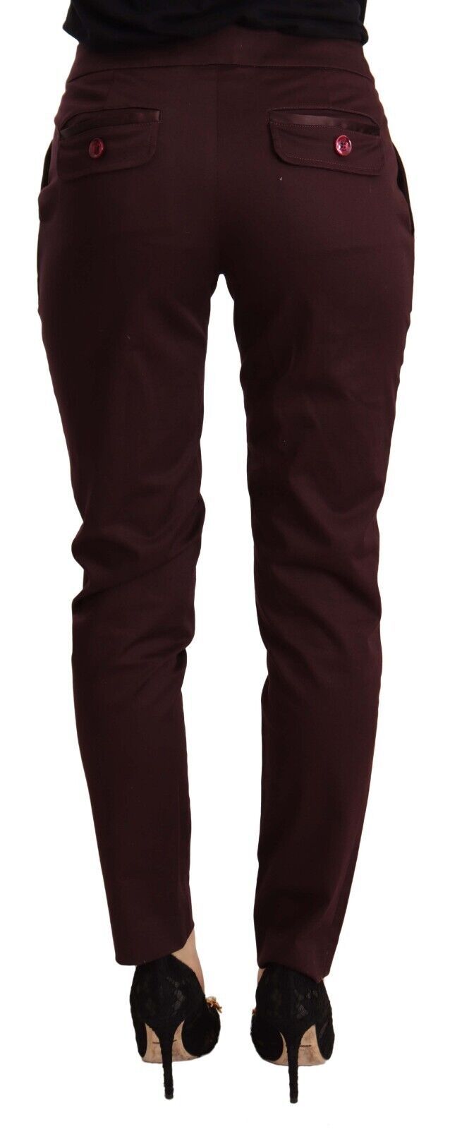 Kastanjebruine Slim Fit Skinny Broek met Ritsdetail